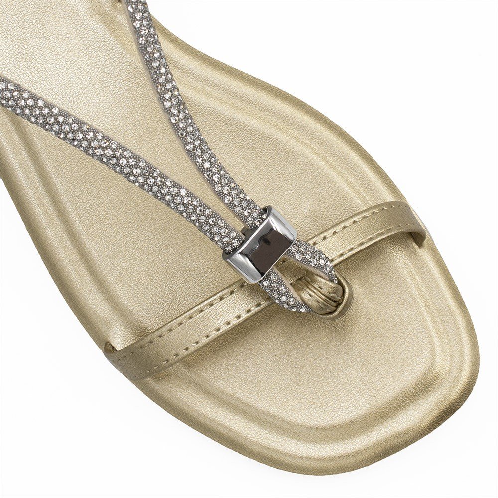 Rasteira Zatta Strass Ajustável Poliana Dourada Dourado 7