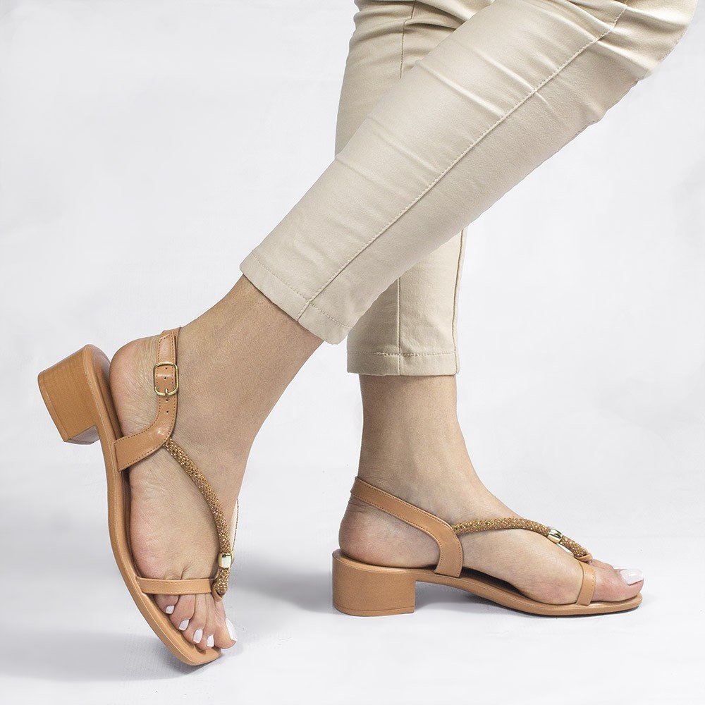 Rasteira Zatta Strass Ajustável Poliana Dourada Dourado 8