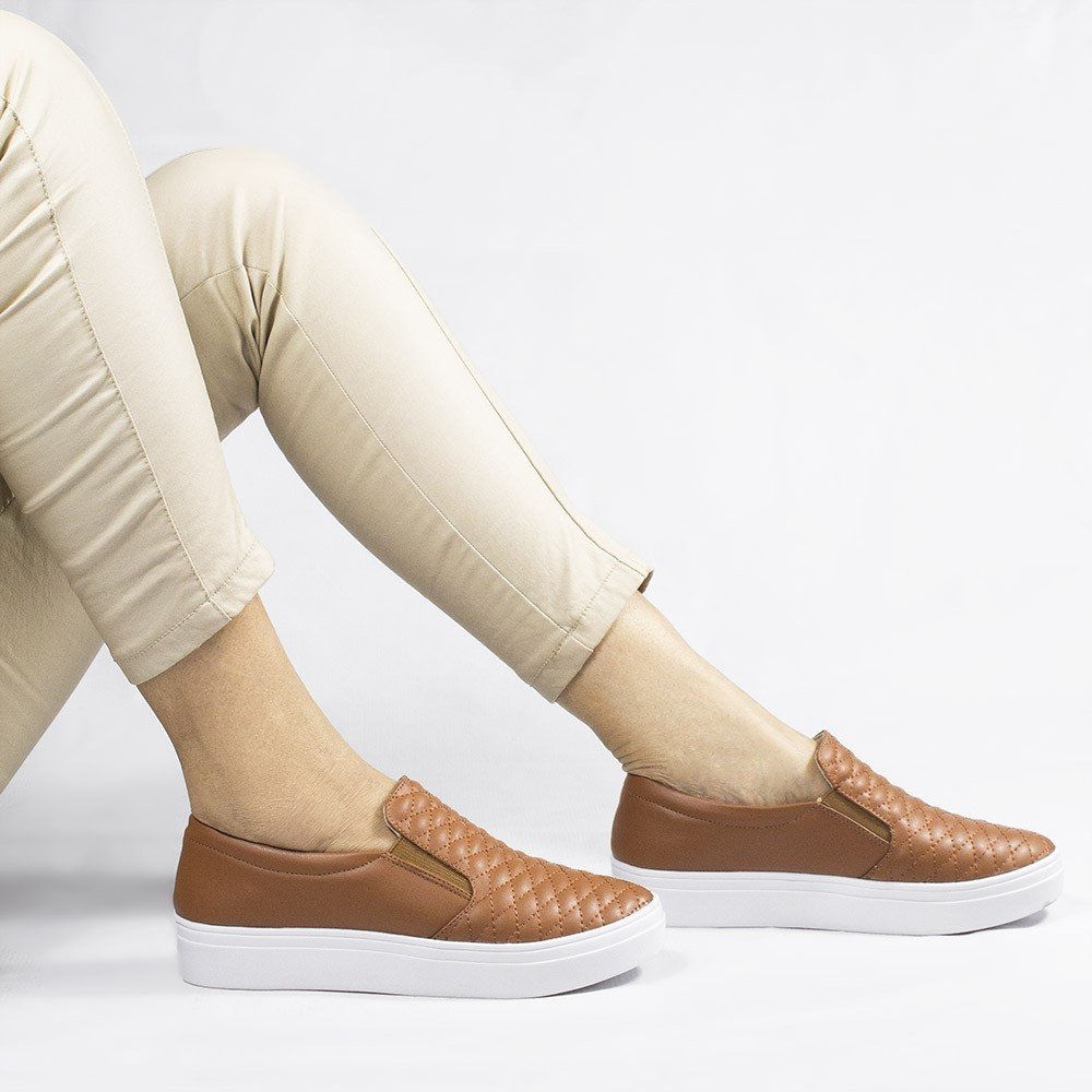 Tênis Slip-on  Zatta  Matelassê  Paula Caramelo Marrom 2