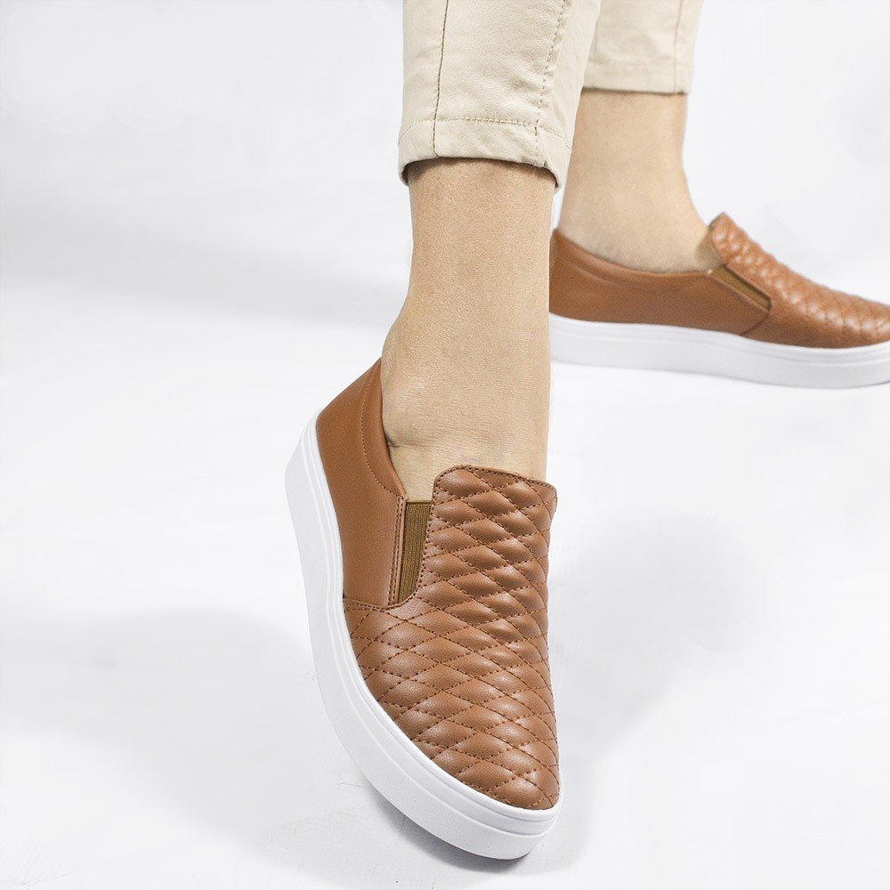Tênis Slip-on  Zatta  Matelassê  Paula Caramelo Marrom 4