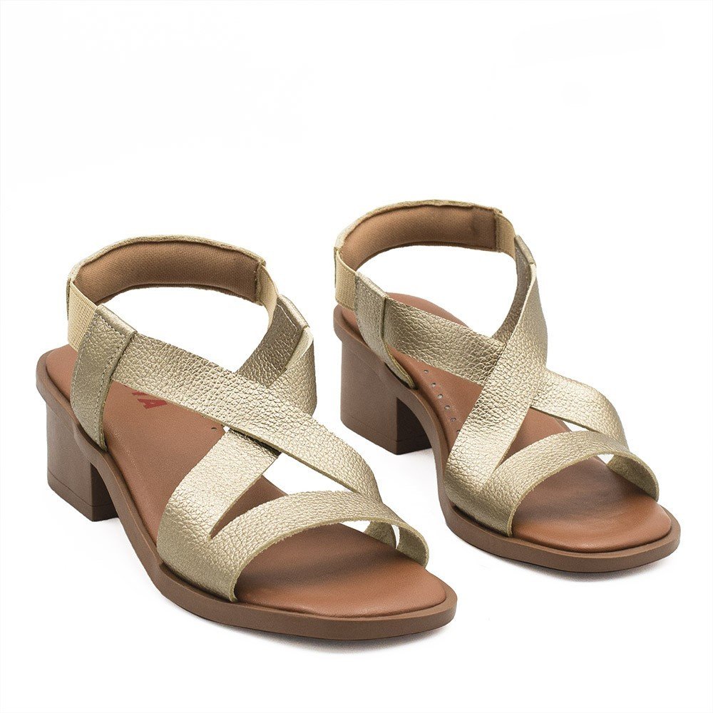 Sandália Zatta Cruzada Couro Eloah Dourado Dourado 3