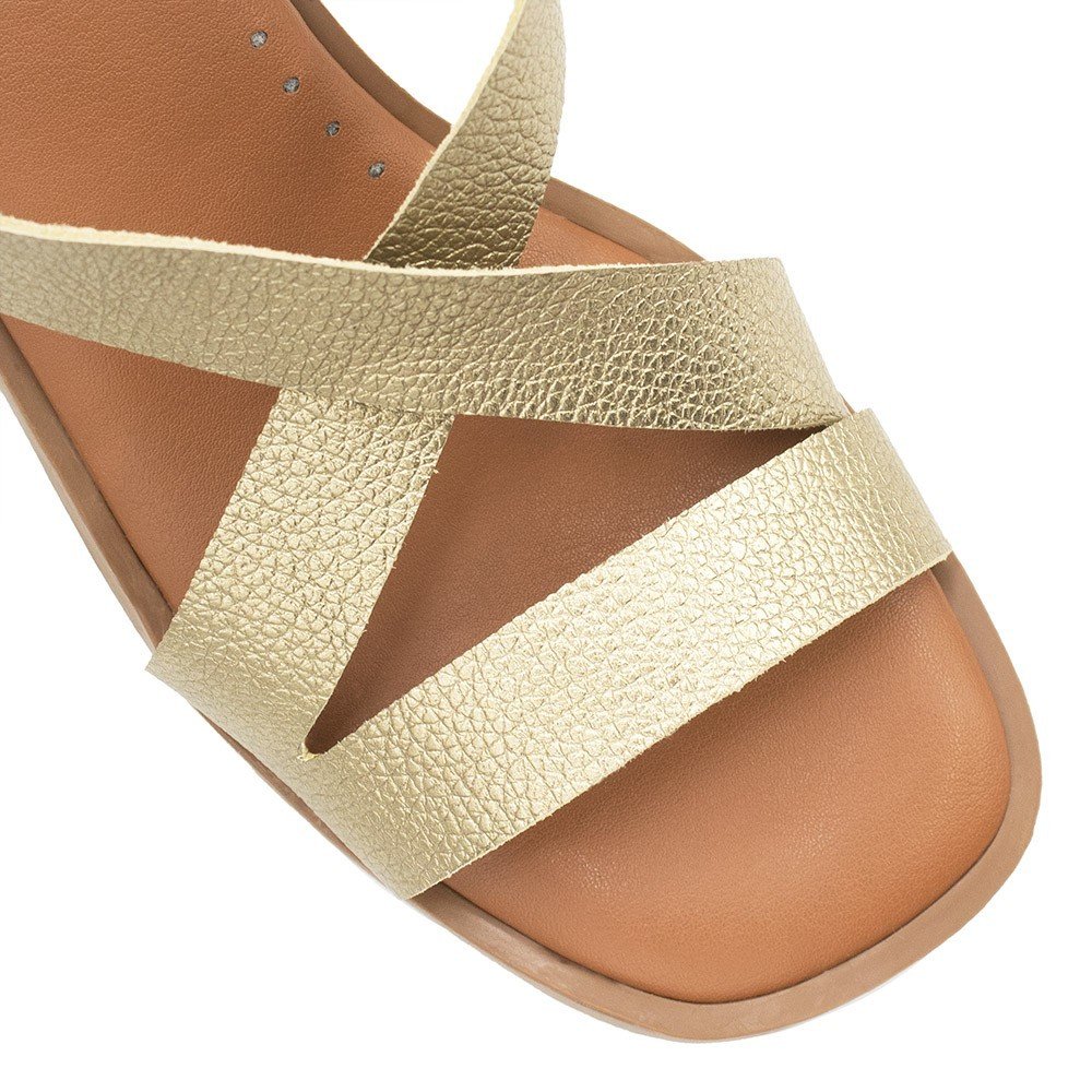 Sandália Zatta Cruzada Couro Eloah Dourado Dourado 5