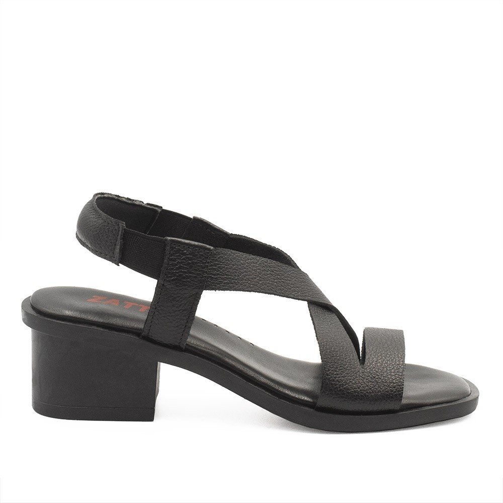 Sandália Zatta Cruzada Couro Eloah Preta Preto 2