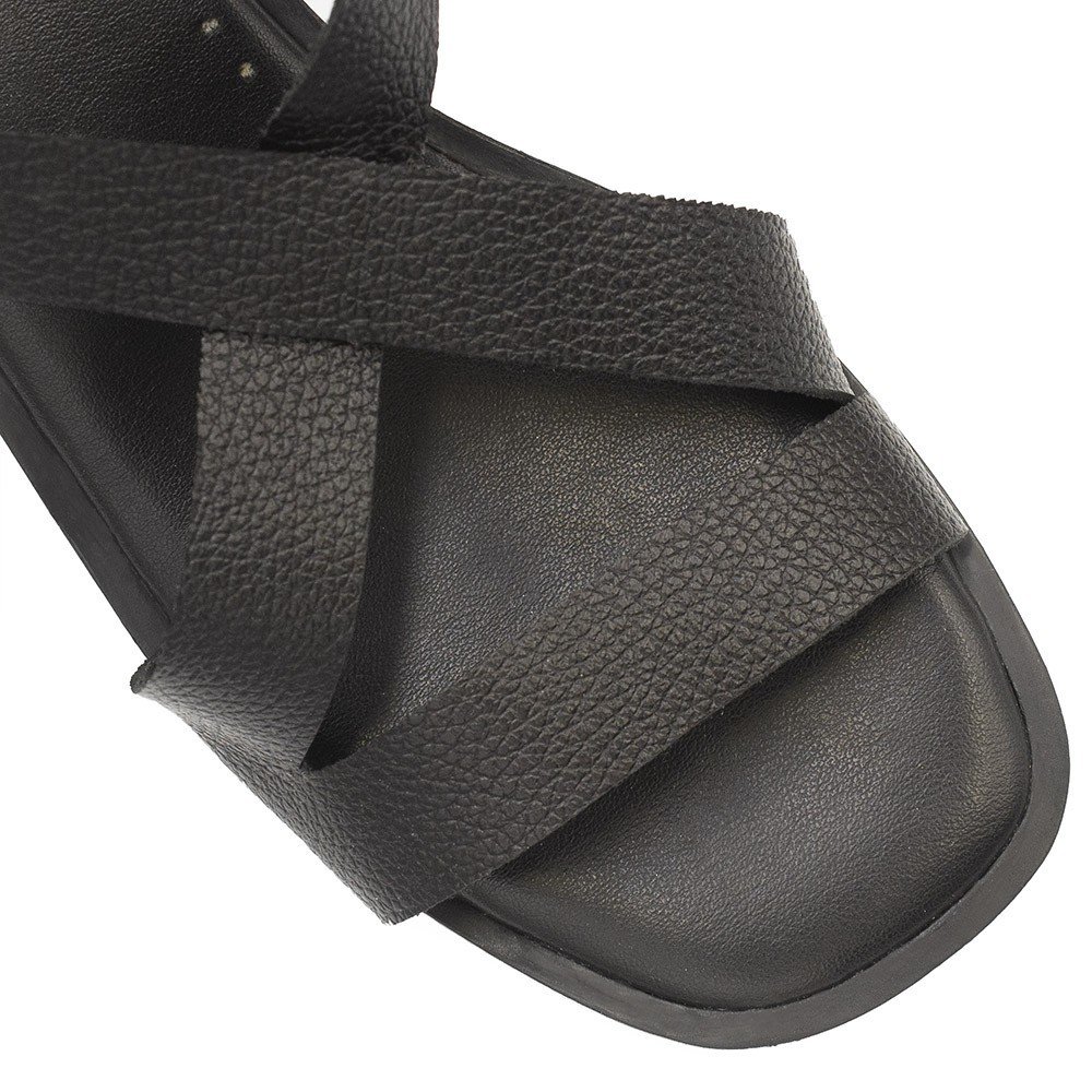 Sandália Zatta Cruzada Couro Eloah Preta Preto 3