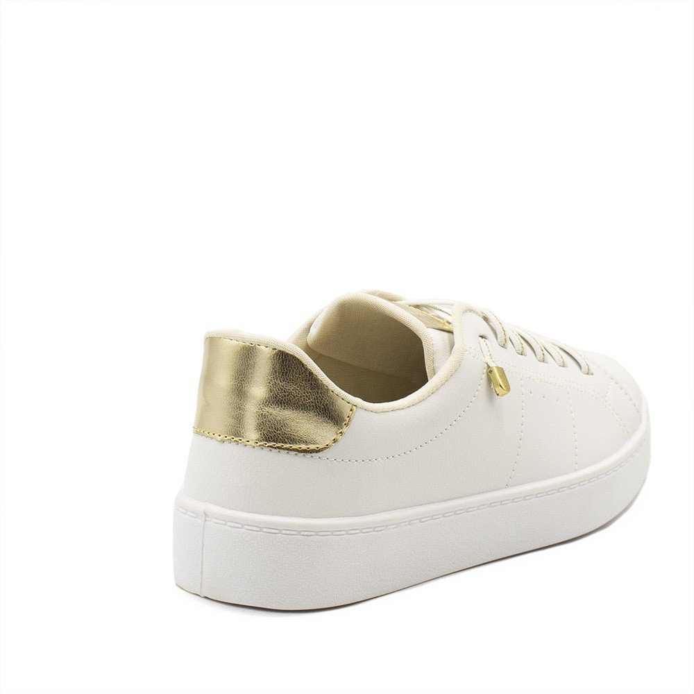 Tênis Zatta Casual Brilho Carlota Dourado Branco 3