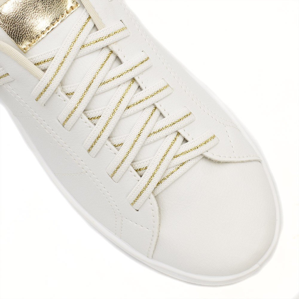 Tênis Zatta Casual Brilho Carlota Dourado Branco 5