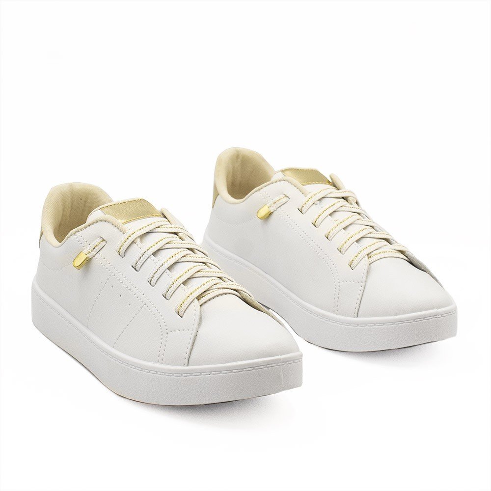 Tênis Zatta Casual Brilho Carlota Dourado Branco 9