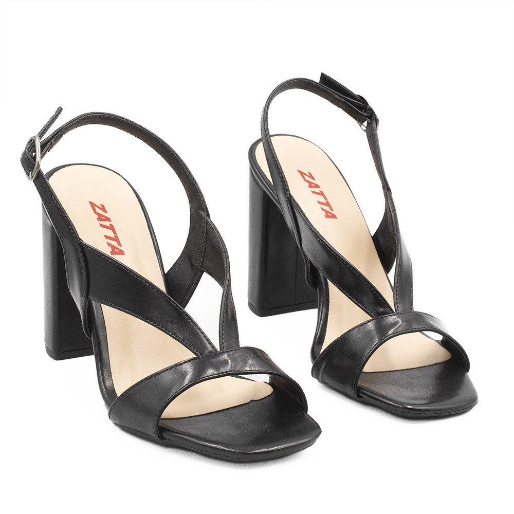 Sandália Zatta Salto Bloco Alta Lara Preta Preto 7