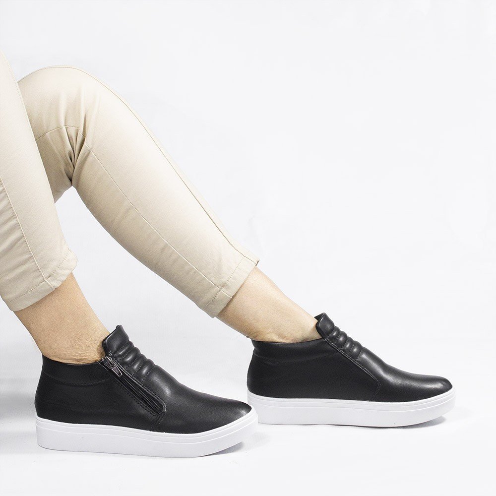 Sandália Zatta Couro Salto Bloco Édna Caramelo Preto 3