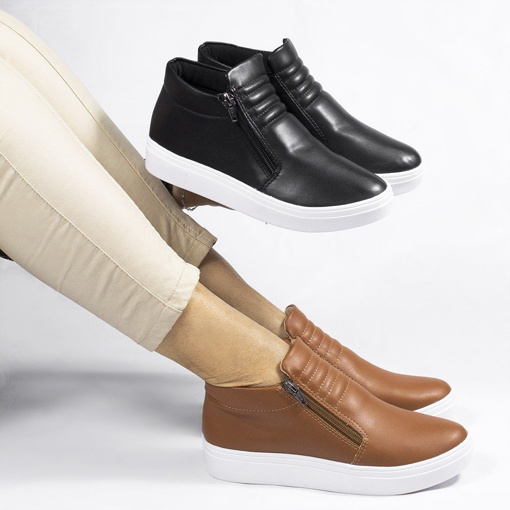 Sandália Zatta Couro Salto Bloco Édna Caramelo Preto 8