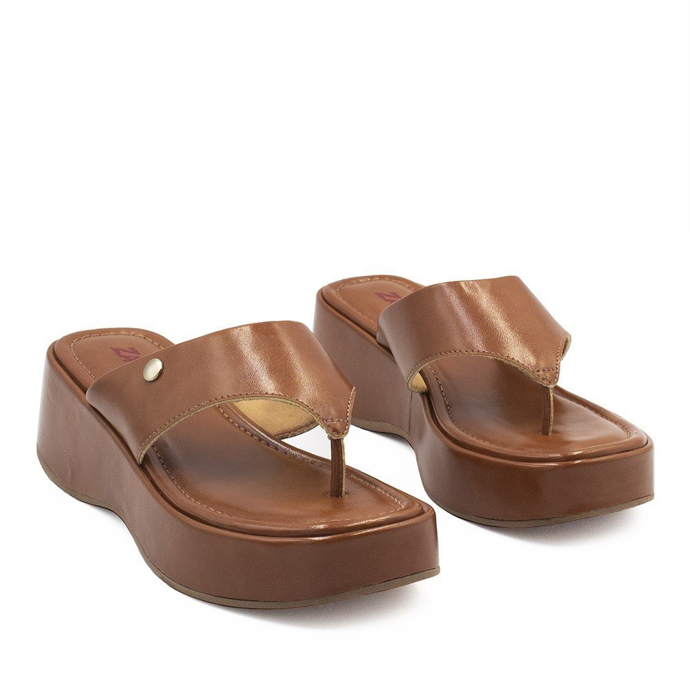 Tamanco  De Dedo Zatta Flatform Tamires Caramelo Marrom 4