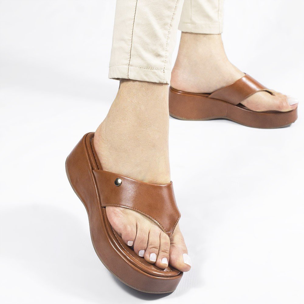 Tamanco  De Dedo Zatta Flatform Tamires Caramelo Marrom 6