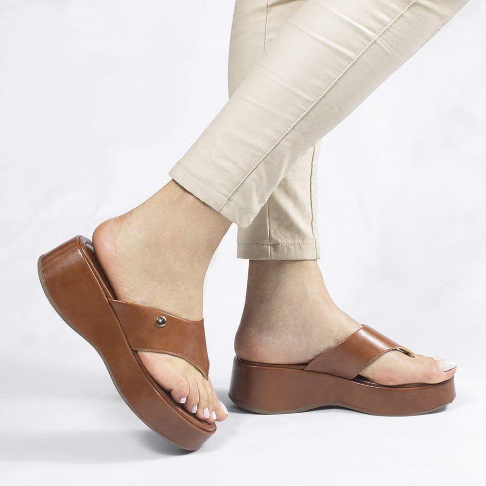 Tamanco  De Dedo Zatta Flatform Tamires Caramelo