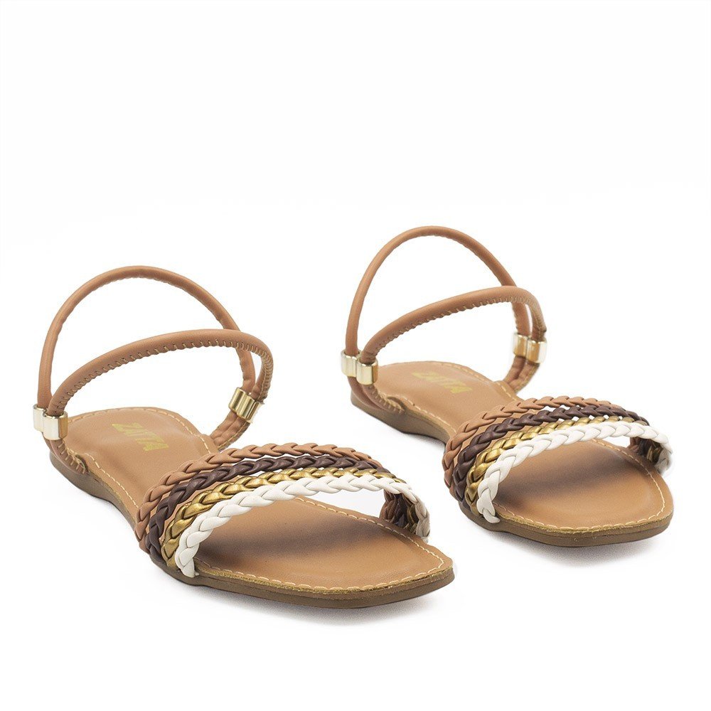 Sandália Zatta Rasteira 3 Tiras Trançadas Blair Nude Nude 7