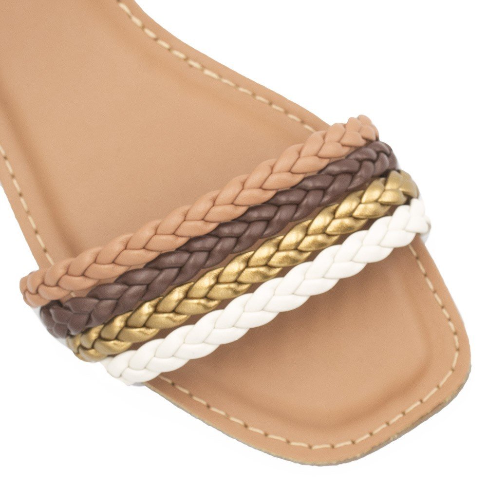 Sandália Zatta Rasteira 3 Tiras Trançadas Blair Nude Nude 9