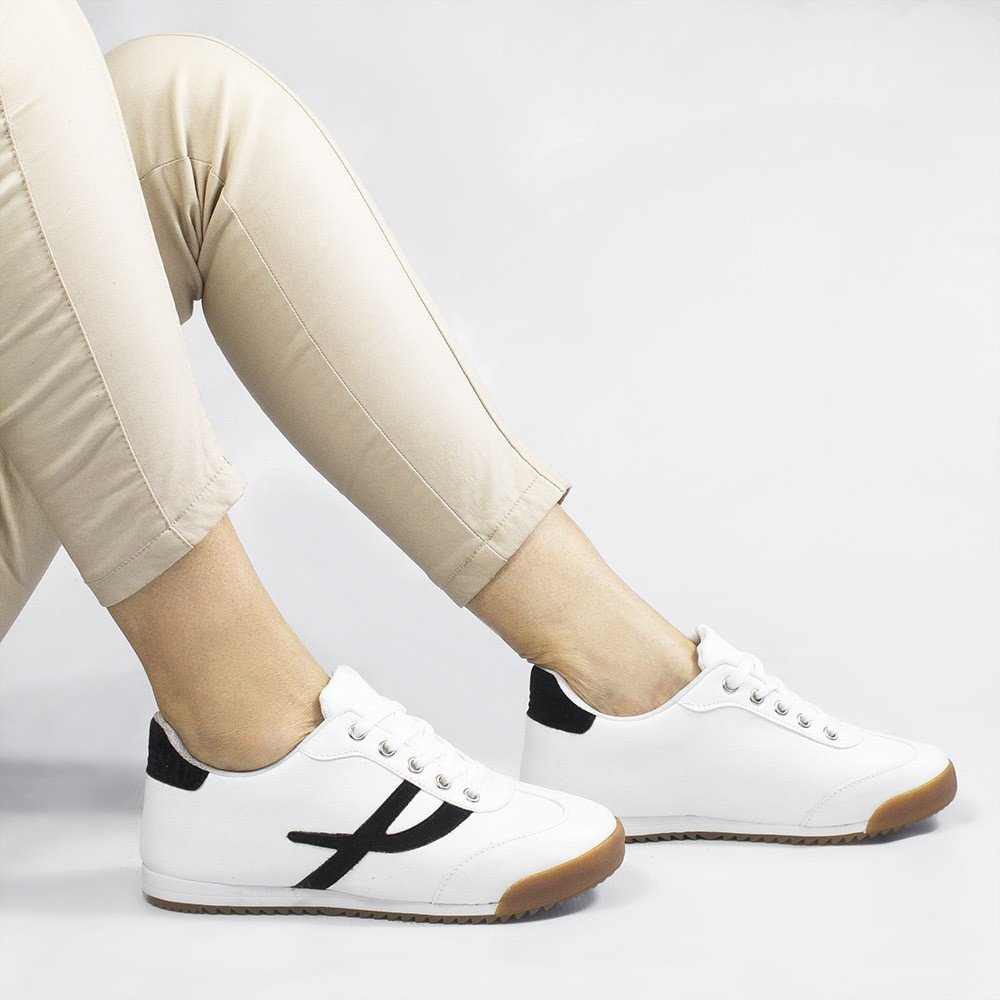 Tênis Zatta Casual Cadarço Dafne Branco Branco/Preto 2