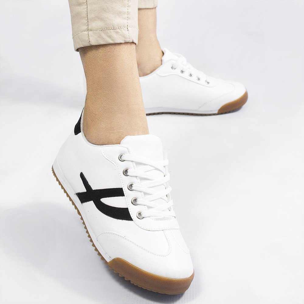 Tênis Zatta Casual Cadarço Dafne Branco Branco/Preto 5