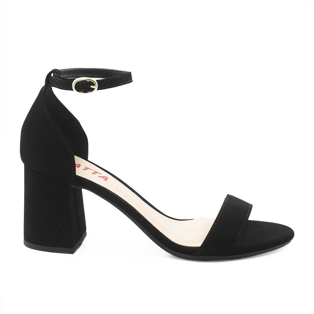 Sandália Zatta Salto Bloco Médio Suzana Preto Nobuck Preto 3