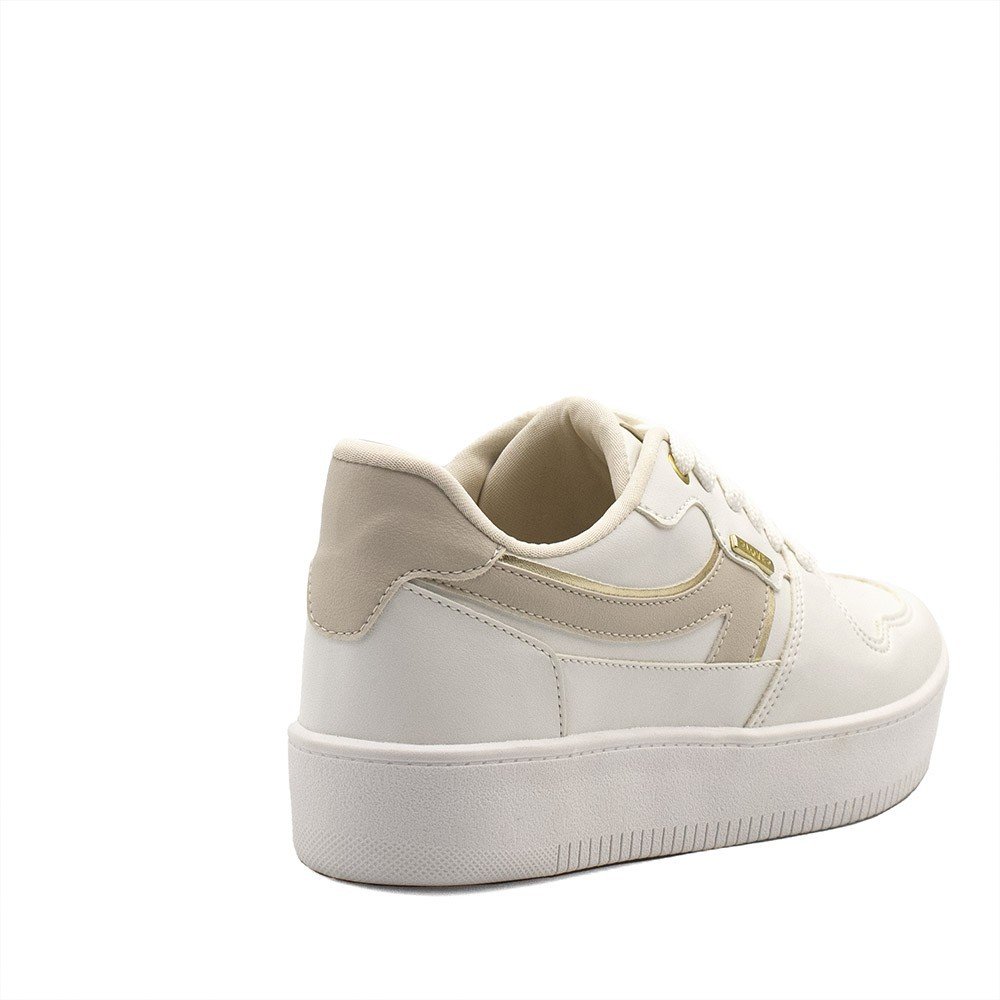 Tênis Zatta Casual Flatform Detalhe Lateral Cléia Branco e Dourado Branco 5
