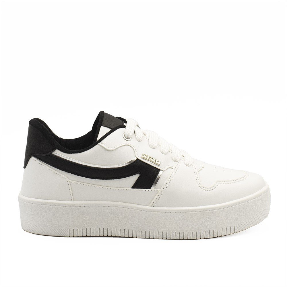 Tênis Zatta Casual Flatform Detalhe Lateral Cléia Branco e Preto Branco/Preto 9