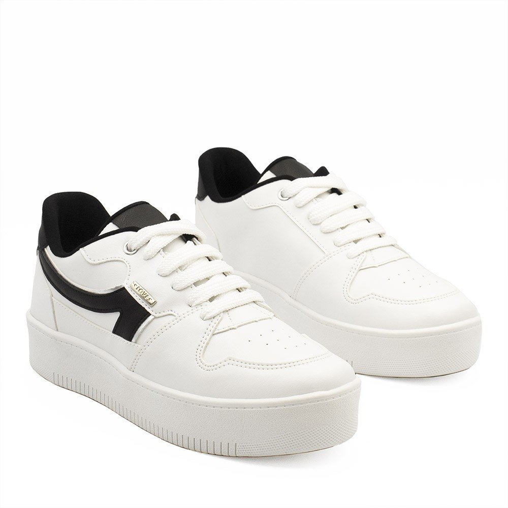 Tênis Zatta Casual Flatform Detalhe Lateral Cléia Branco e Preto Branco/Preto 2