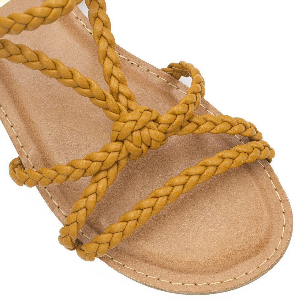 Sandália Rasteira Zatta Tiras Trançadas Babi Caramelo Marrom 6