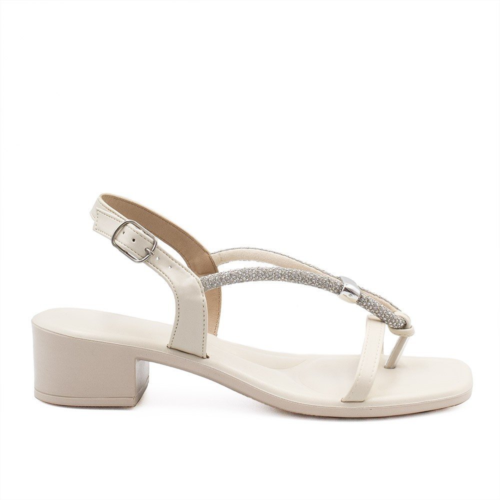 Sandália Zatta Salto Bloco Baixo Eliza Off White