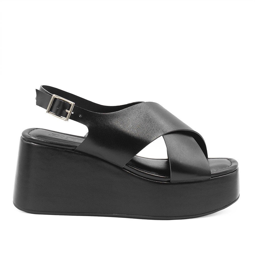 Tamanco De Dedo Zatta Flatform Tamires Prata Velho Preto 8