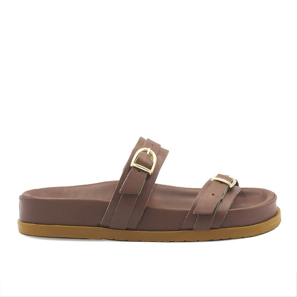 Papete  Zatta Anatômica Duas Tiras Fivela Odete Marrom