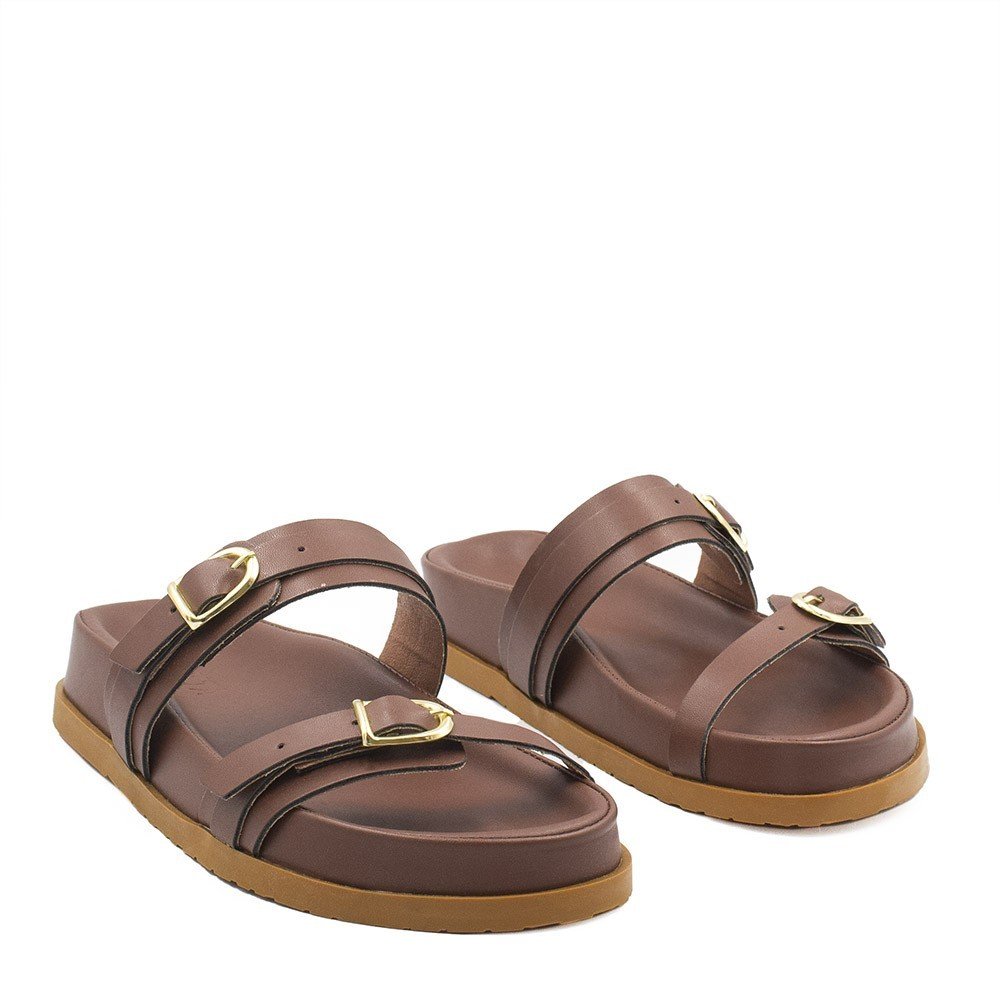 Papete  Zatta Anatômica Duas Tiras Fivela Odete Marrom Marrom 3