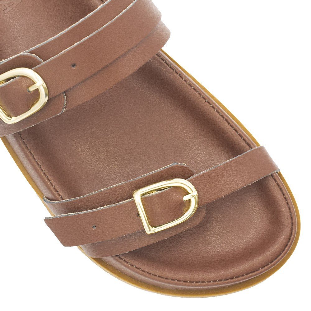 Papete  Zatta Anatômica Duas Tiras Fivela Odete Marrom Marrom 5