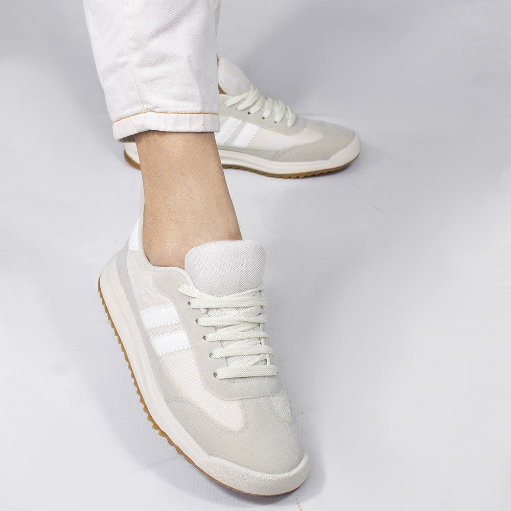 Tênis Casual Zatta com Listras Laterais Kefera Aveia Branco 5