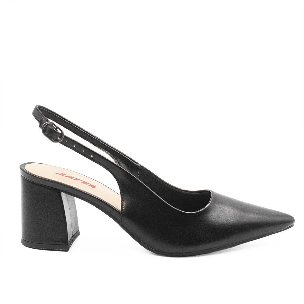 Scarpin Zatta Slingback Salto Bloco Aline Preto