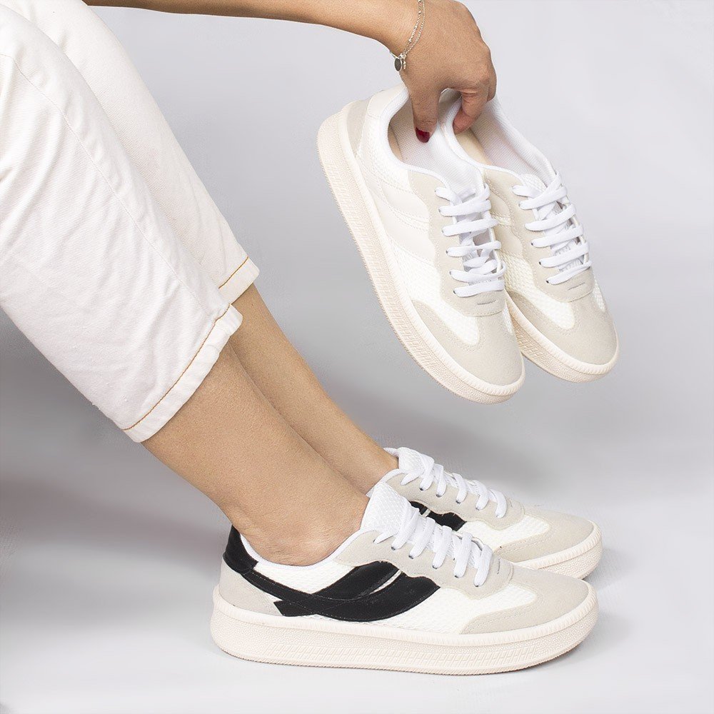 Tênis Casual Zatta Nylon Cadarço Karina Aveia Branco 6