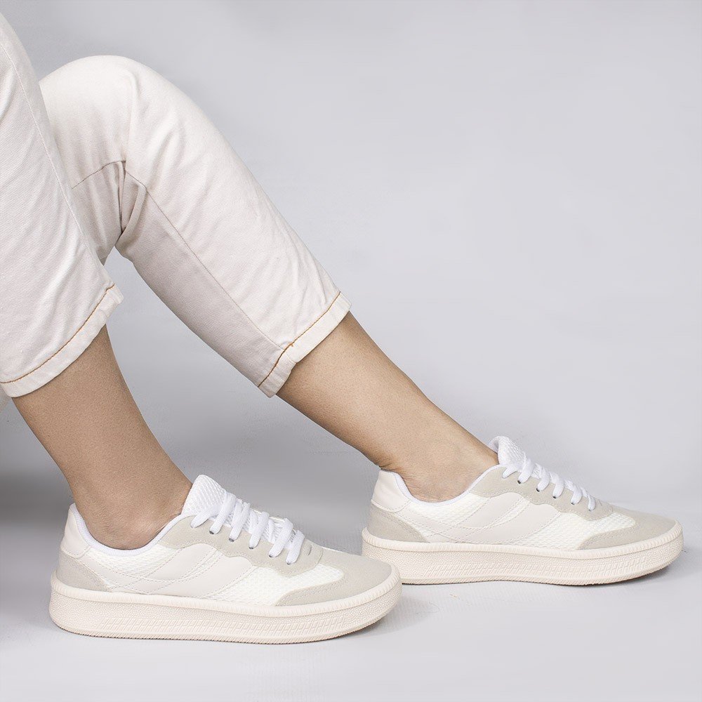 Tênis Casual Zatta Nylon Cadarço Karina Aveia Branco 2