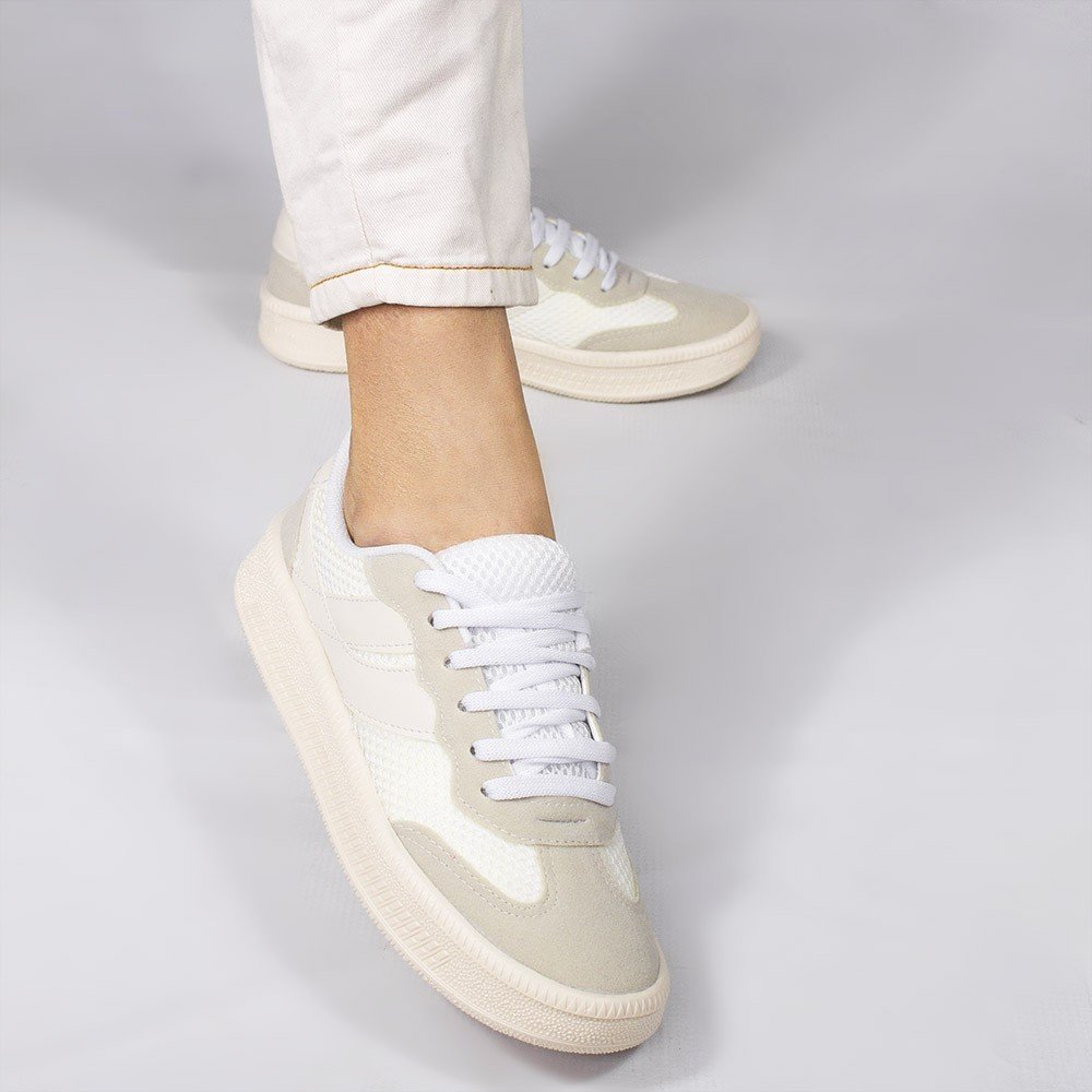 Tênis Casual Zatta Nylon Cadarço Karina Aveia Branco 4
