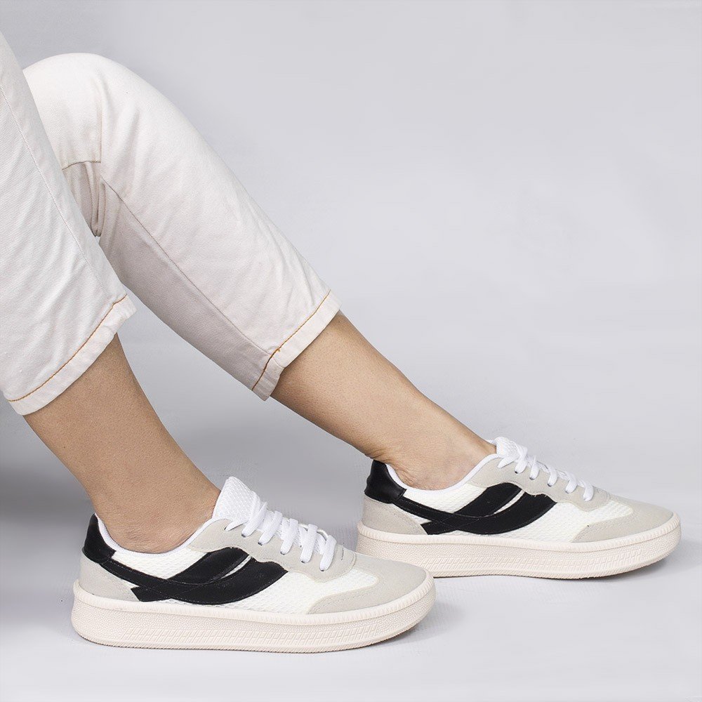 Tênis Casual Zatta Nylon Cadarço Karina Preto Branco/Preto 2