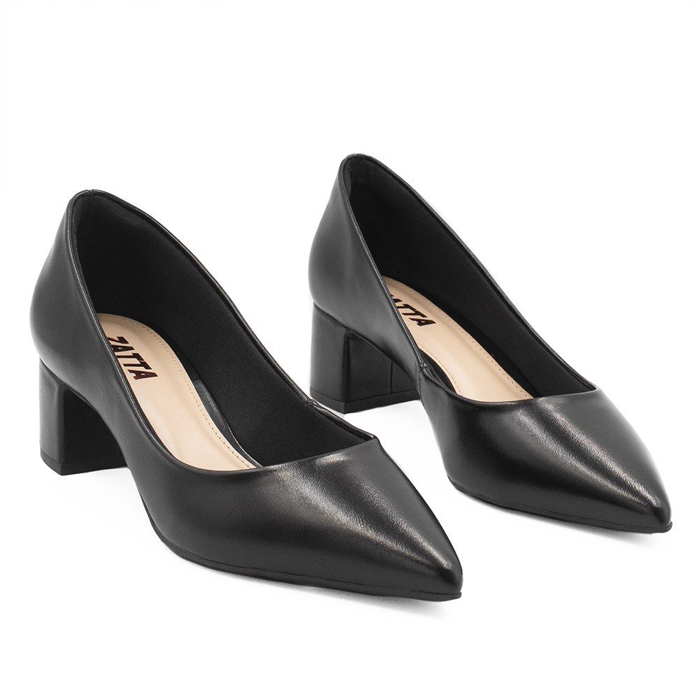 Scarpin Salto Bloco Baixo Leonor Preto Preto 5