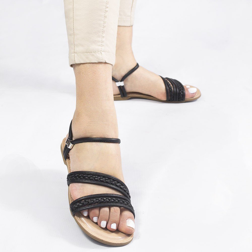 Sandália Zatta Rasteira Trançada Bella Preta Preto 3