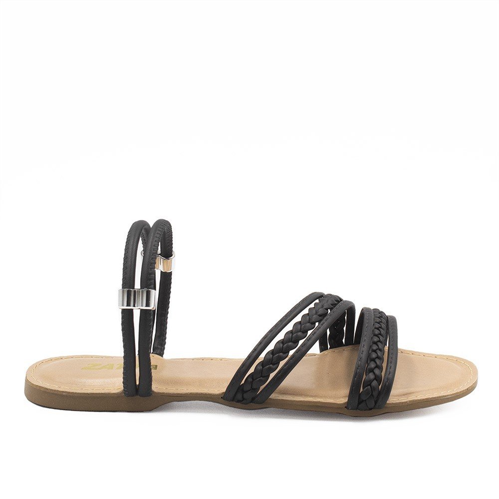 Sandália Zatta Rasteira Trançada Bella Preta Preto 5