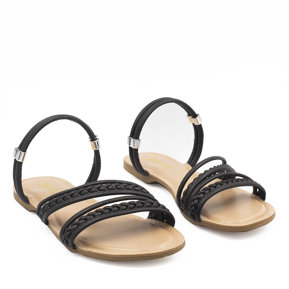 Sandália Zatta Rasteira Trançada Bella Preta Preto 7