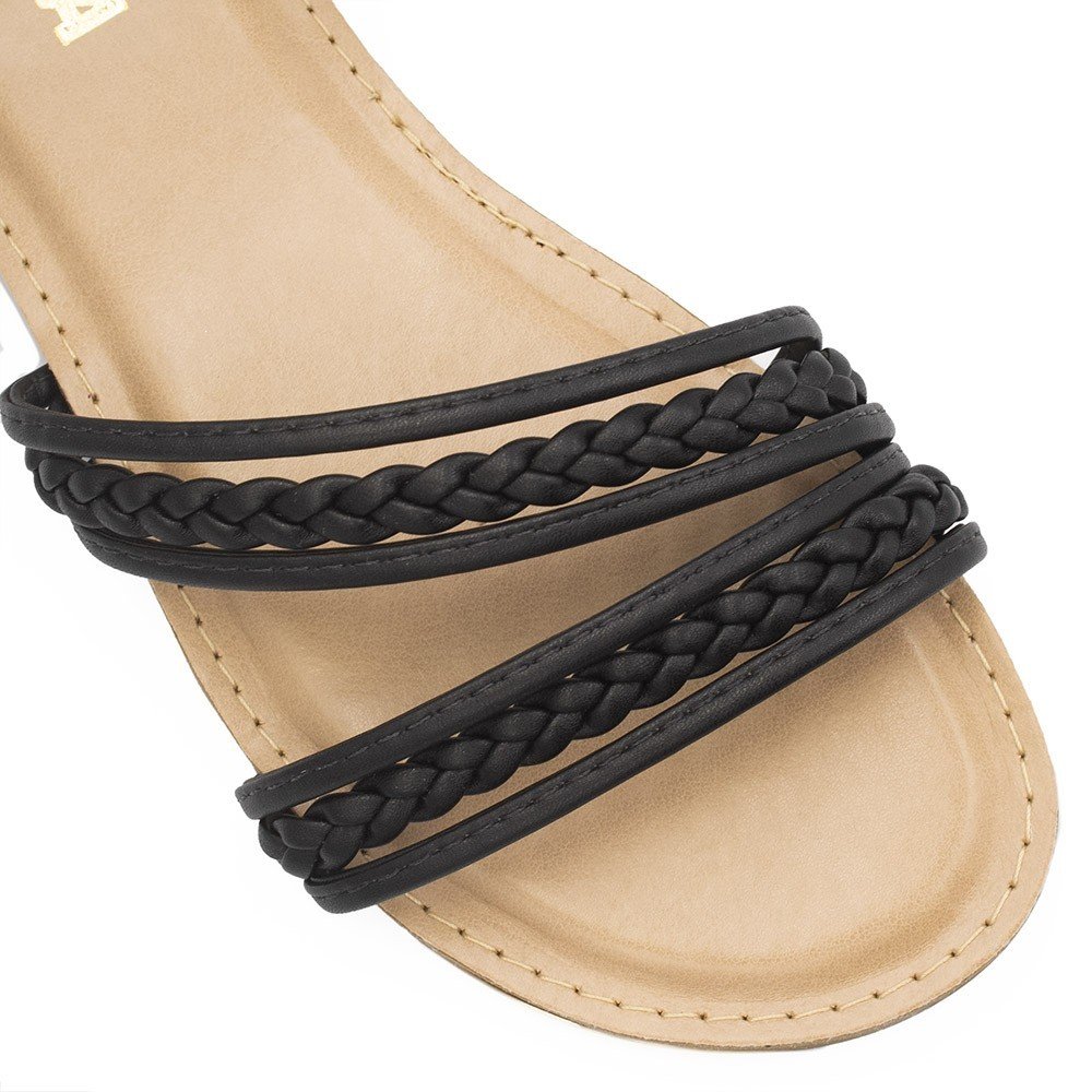 Sandália Zatta Rasteira Trançada Bella Preta Preto 8