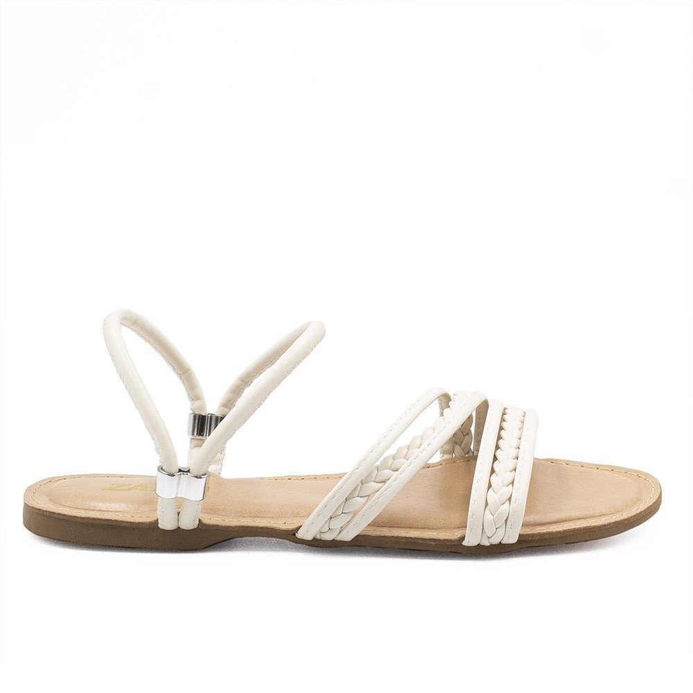 Sandália  Zatta Rasteira Trançada Bella Off White Branco 4