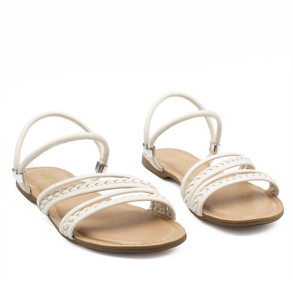 Sandália  Zatta Rasteira Trançada Bella Off White Branco 5