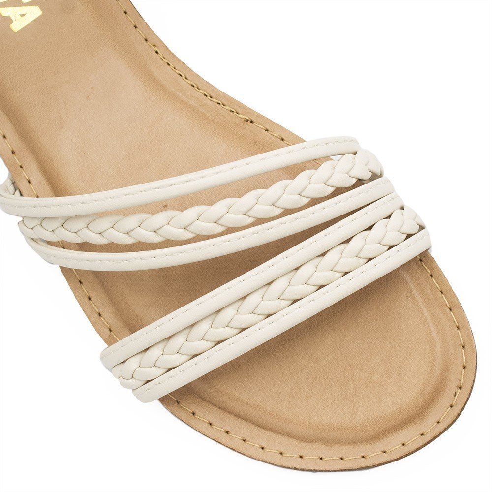 Sandália  Zatta Rasteira Trançada Bella Off White Branco 7