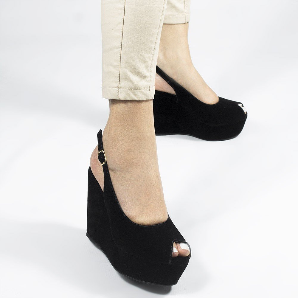 Sandália Zatta  Anabela Peeptoe Anita Preto Preto 2