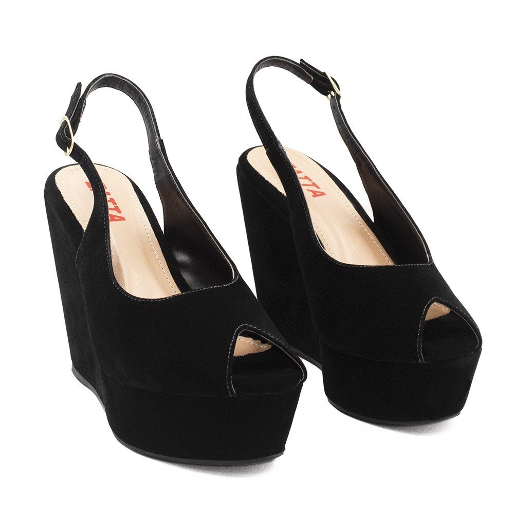 Sandália Zatta  Anabela Peeptoe Anita Preto Preto 4