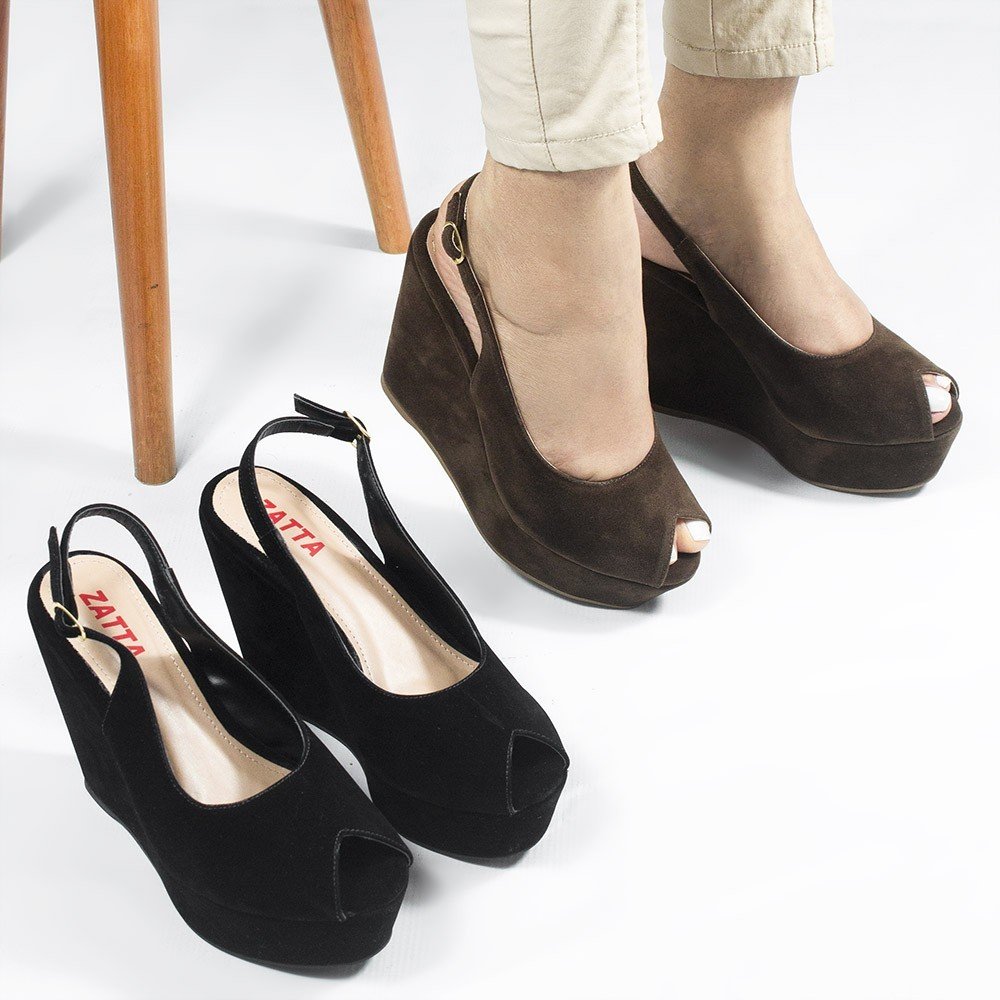 Sandália Zatta  Anabela Peeptoe Anita Preto Preto 5