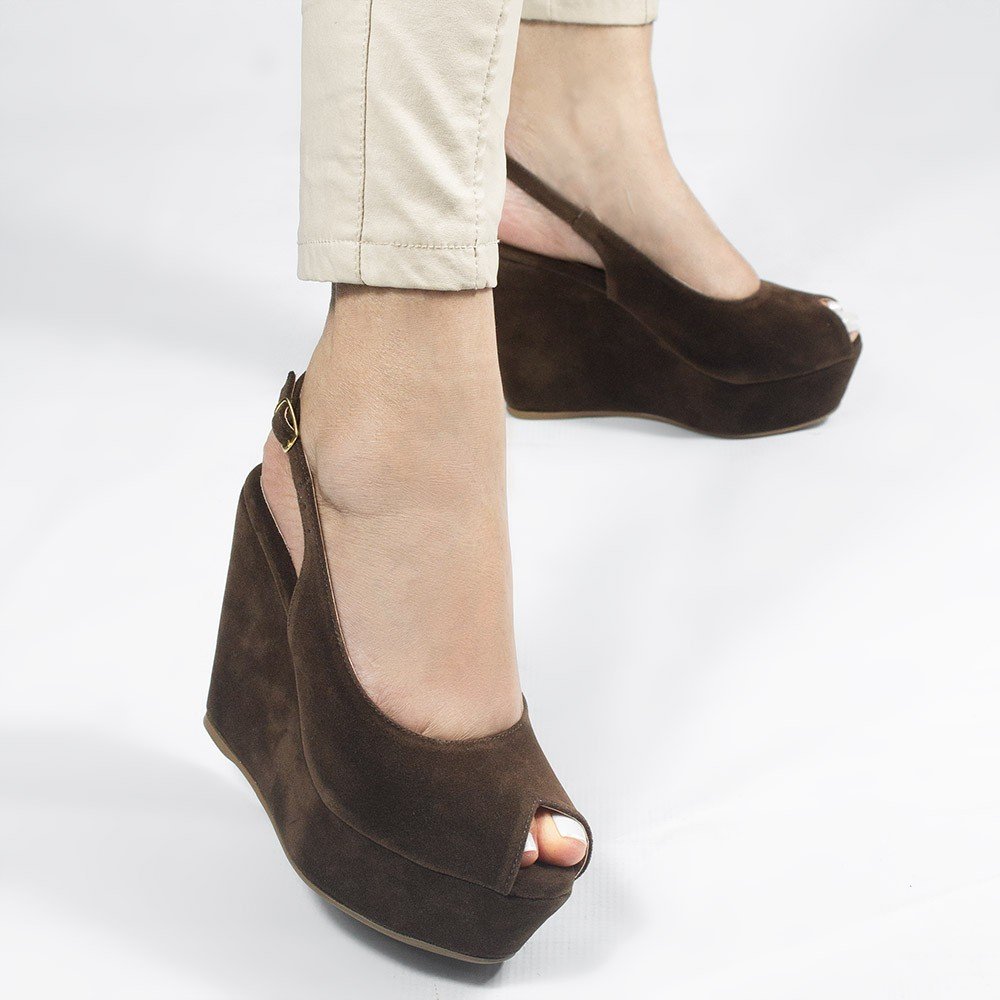 Sandália Zatta  Anabela Peeptoe Anita Marrom Marrom 4