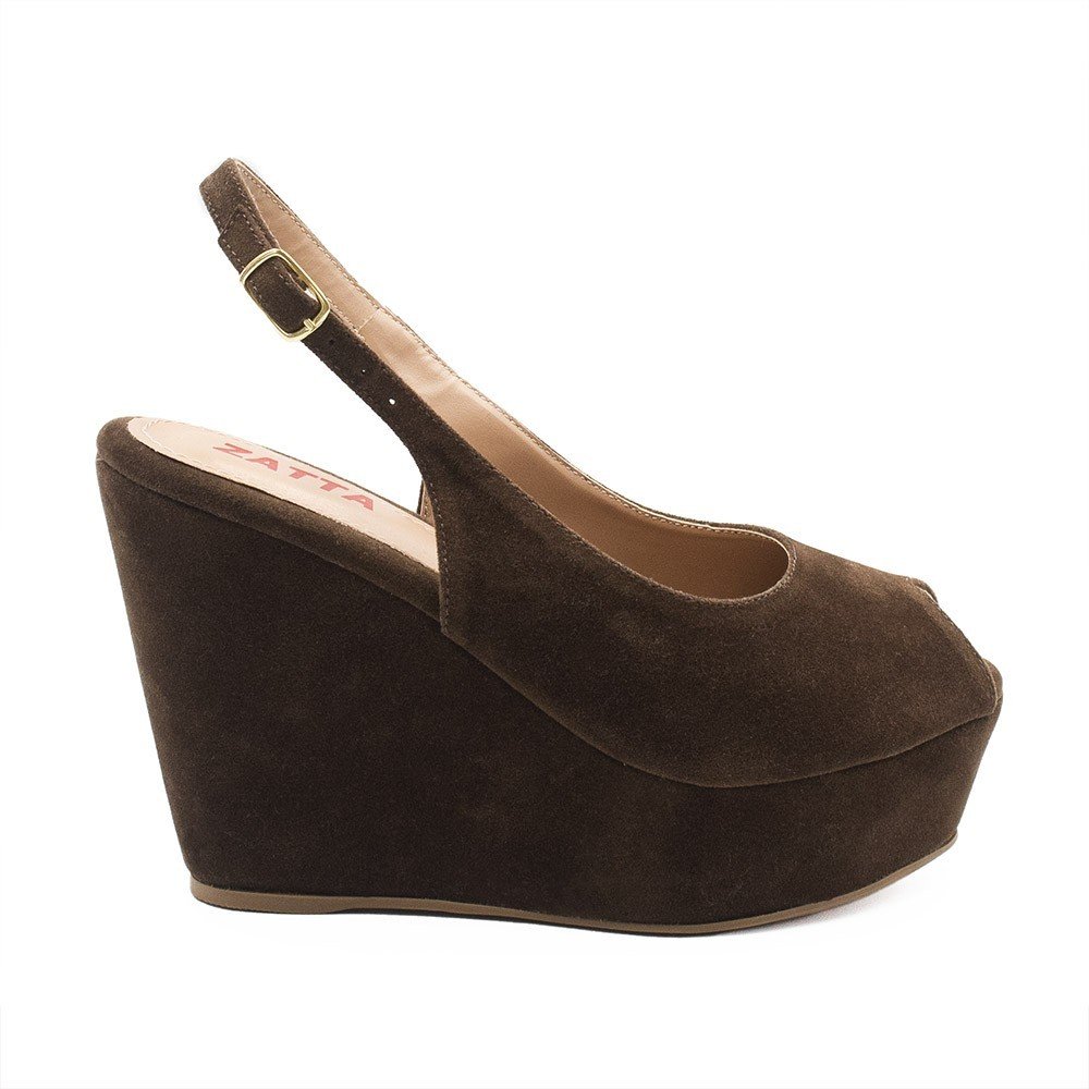 Sandália Zatta  Anabela Peeptoe Anita Marrom